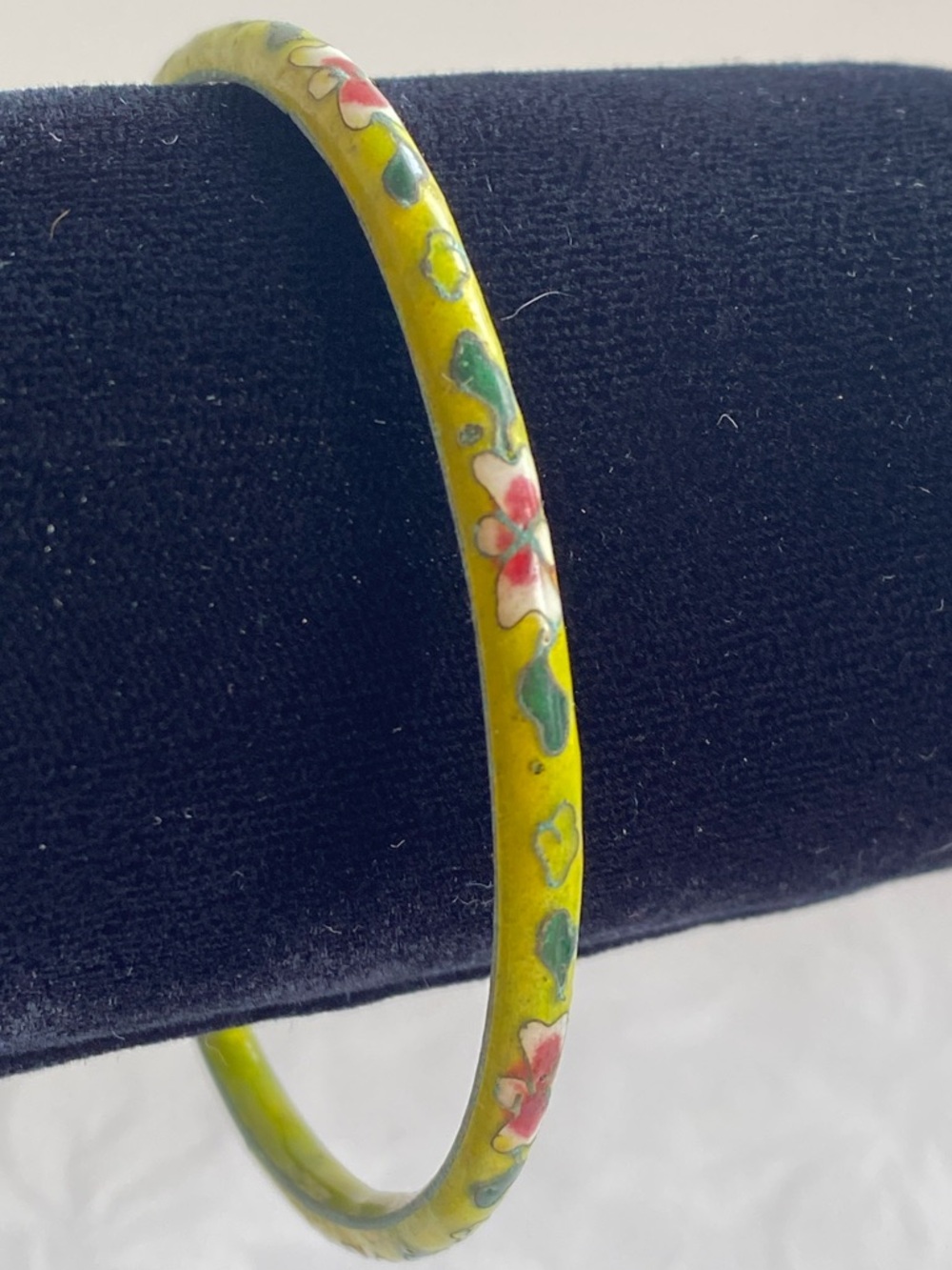 Vintage Chinese Cloisonné Enamel Bangle Bracelet Floral